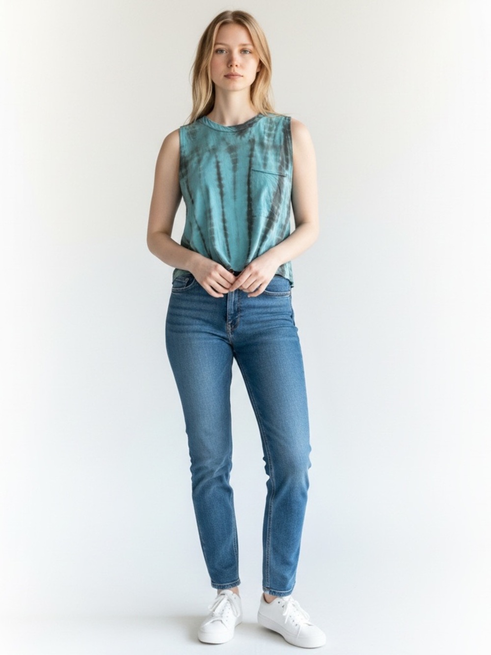lovestitch Teal and Blue Tie-Dye Crop Tank - no 54